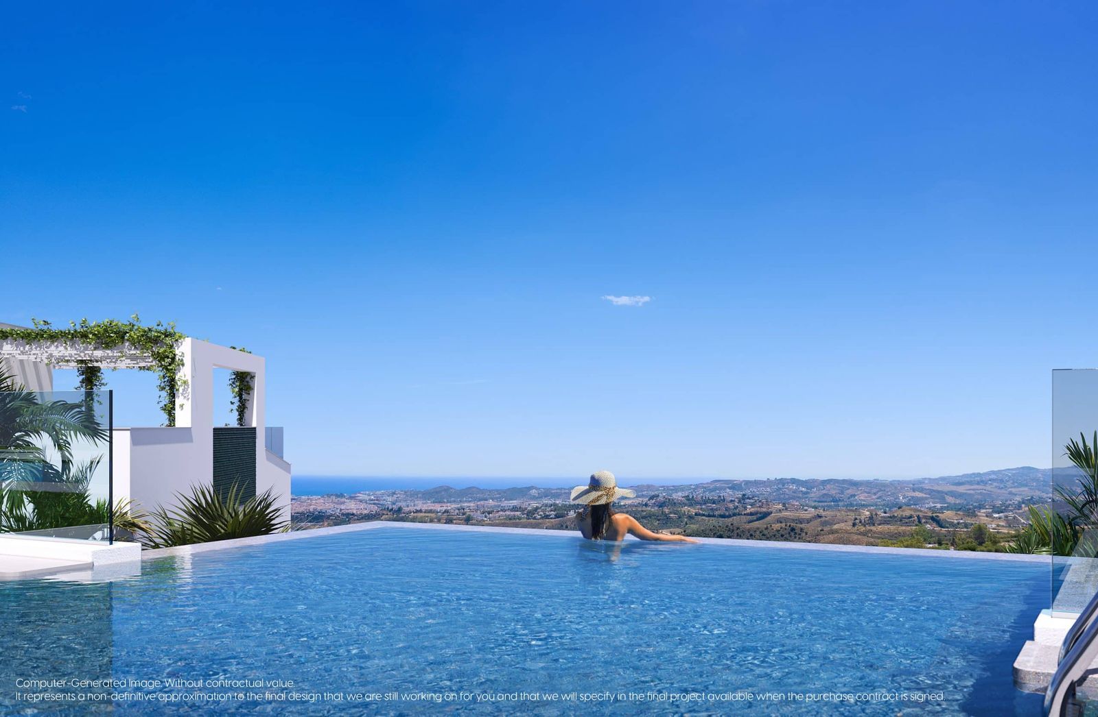 Piscine à débordement avec vue sur la mer à Mijas, Espagne